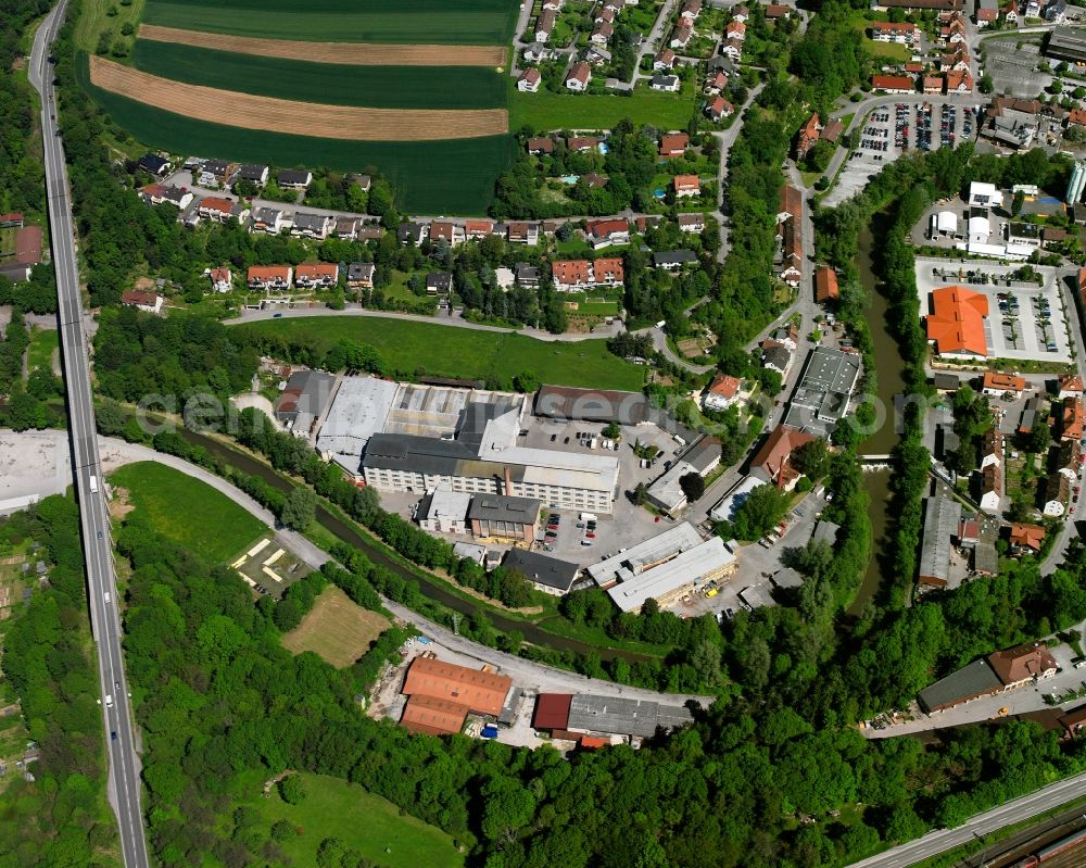 Aerial photograph Backnang - Industrial estate and company settlement in Backnang in the state Baden-Wuerttemberg, Germany