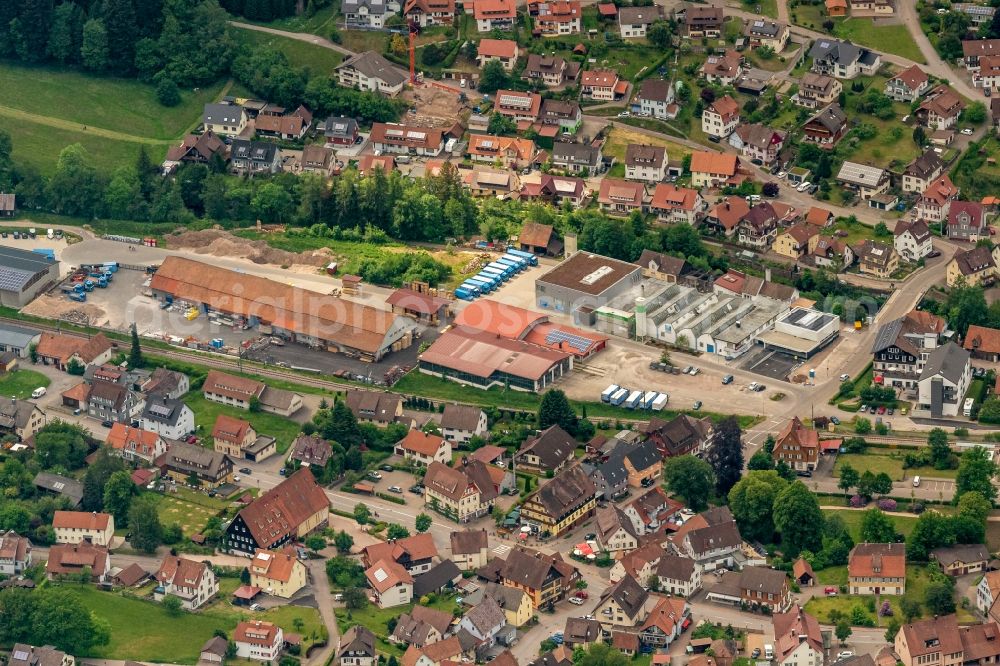 Aerial image Baiersbronn - Industrial estate and company settlement in Baiersbronn in the state Baden-Wuerttemberg, Germany