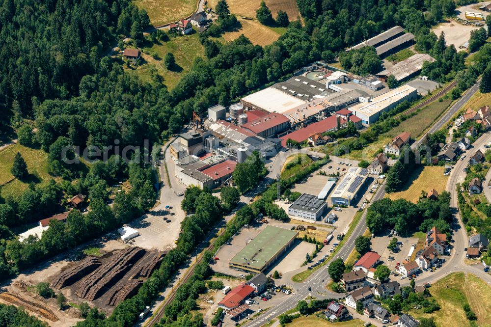 Aerial image Baiersbronn - Industrial estate and company settlement on street Saegmuehleweg in Baiersbronn at Schwarzwald in the state Baden-Wuerttemberg, Germany