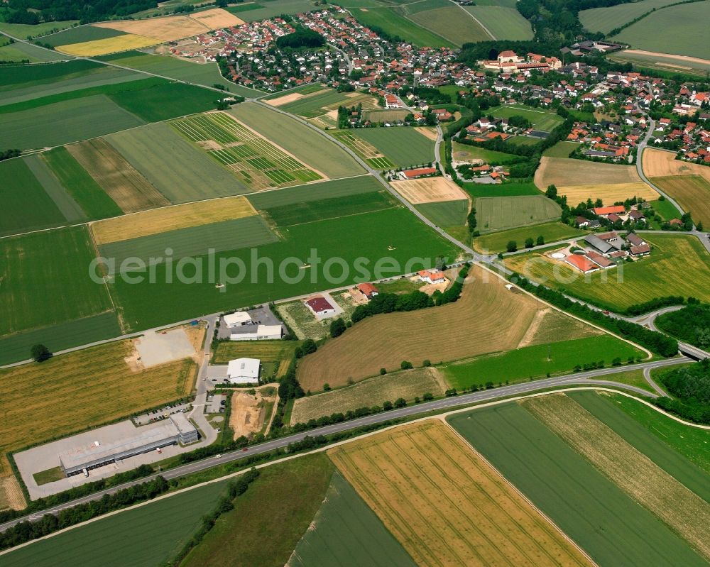 Steinach from above - Industrial estate and company settlement on Bayerwaldstrasse in Steinach in the state Bavaria, Germany