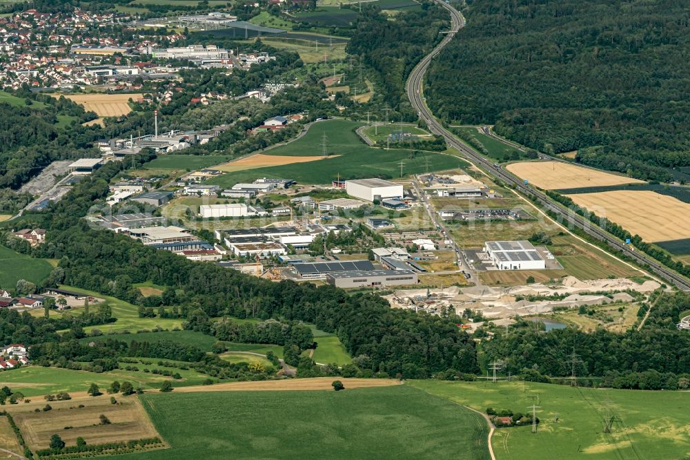 Aerial photograph Wahlwies - Industrial estate and company settlement bei Stockach in Wahlwies in the state Baden-Wuerttemberg, Germany