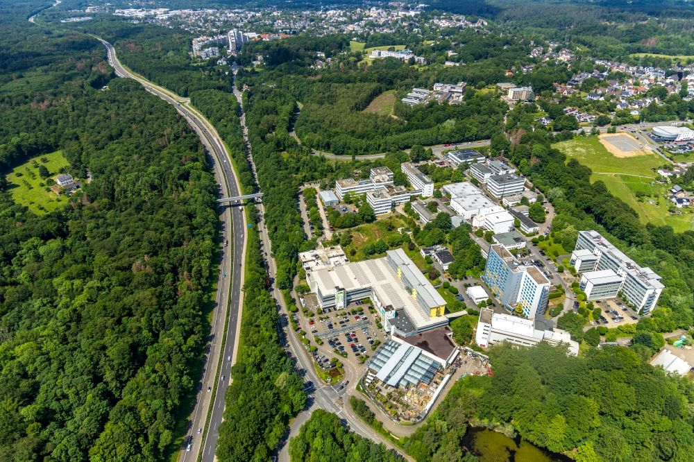 Aerial image Bergisch Gladbach - Industrial estate and company settlement Bensberg on Federal Highway A4 in the district Ehrenfeld in Bergisch Gladbach in the state North Rhine-Westphalia, Germany