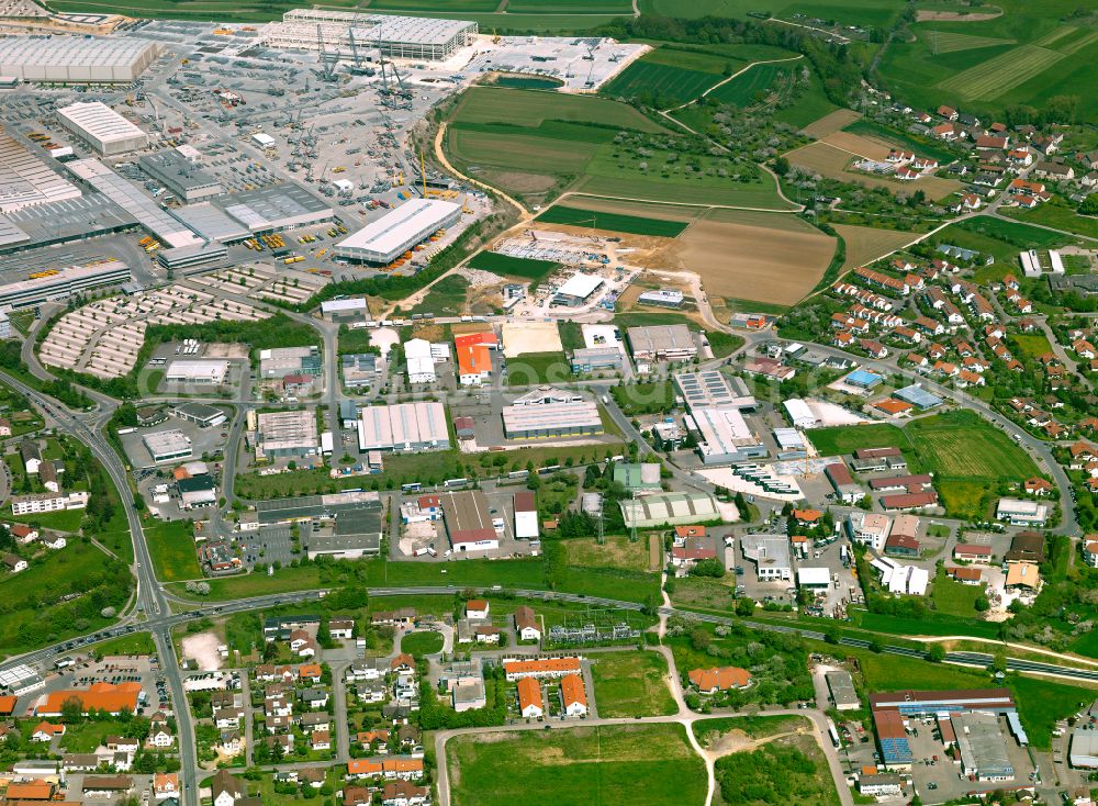 Aerial image Berkach - Industrial estate and company settlement in Berkach in the state Baden-Wuerttemberg, Germany