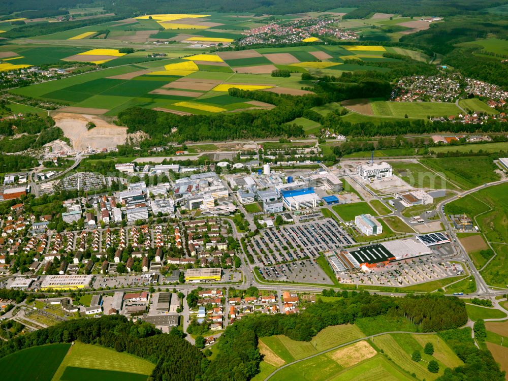 Aerial image Biberach an der Riß - Industrial estate and company settlement in Biberach an der Riß in the state Baden-Wuerttemberg, Germany