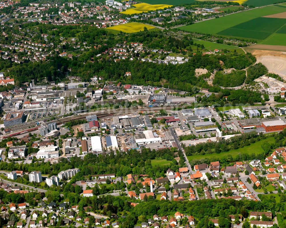 Aerial photograph Biberach an der Riß - Industrial estate and company settlement in Biberach an der Riß in the state Baden-Wuerttemberg, Germany