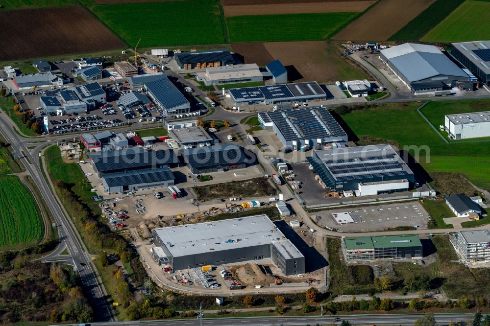 Bisingen from the bird's eye view: Industrial estate and company settlement in Bisingen in the state Baden-Wurttemberg, Germany