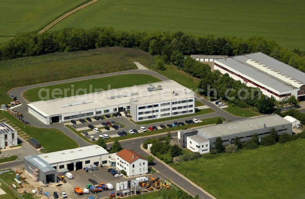 Aerial image Weimar - Industrial estate and company settlement overlooking the company building of Antennentechnik Bad Blankenburg GmbH in the district Legefeld in Weimar in the state Thuringia, Germany