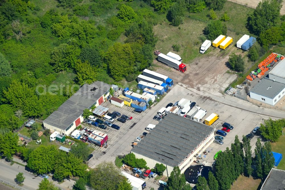Aerial image Berlin - Industrial estate and company settlement Boxberger Strasse - Hornoer Ring in the district Marzahn in Berlin, Germany
