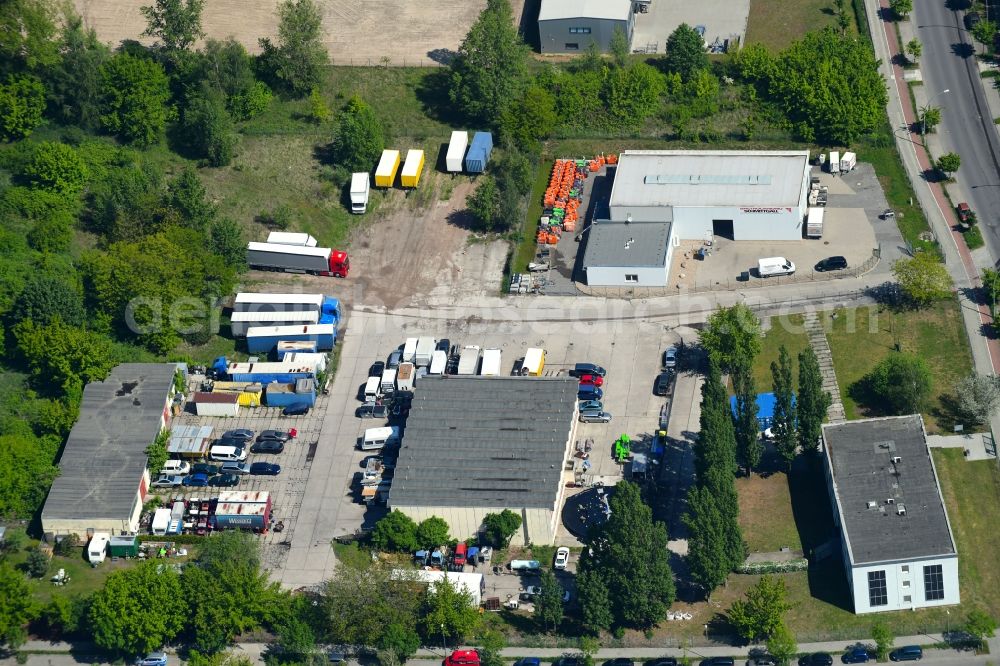 Berlin from above - Industrial estate and company settlement Boxberger Strasse - Hornoer Ring in the district Marzahn in Berlin, Germany
