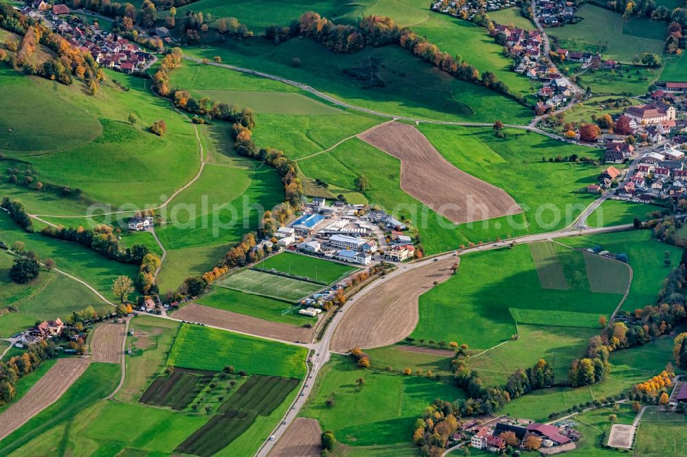 Aerial photograph Oberried - Industrial estate and company settlement in Bruehl in Oberried in the state Baden-Wuerttemberg, Germany