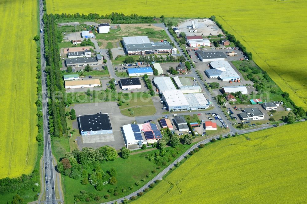 Aerial photograph Brüsewitz - Industrial estate and company settlement in Bruesewitz in the state Mecklenburg - Western Pomerania
