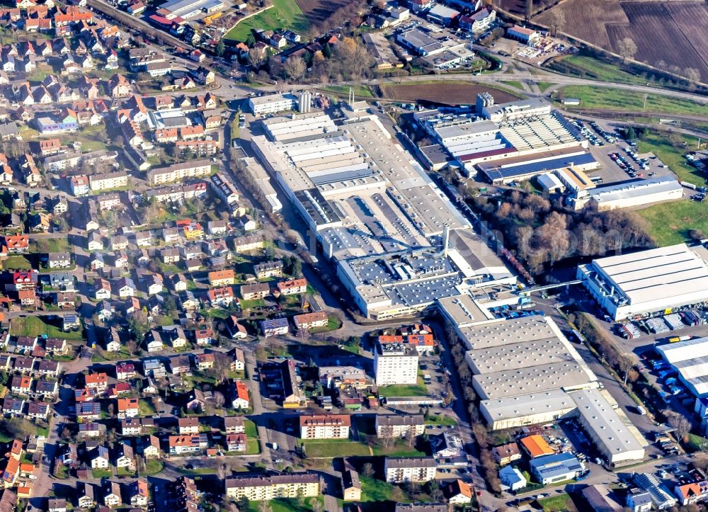 Aerial image Bötzingen - Industrial estate and company settlement in Boetzingen in the state Baden-Wurttemberg, Germany