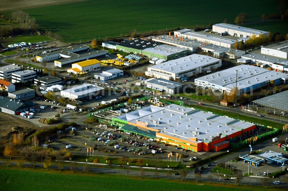 Aerial photograph Lindenberg - Industrial estate and company settlement on Bucher Weg in Lindenberg in the state Brandenburg, Germany