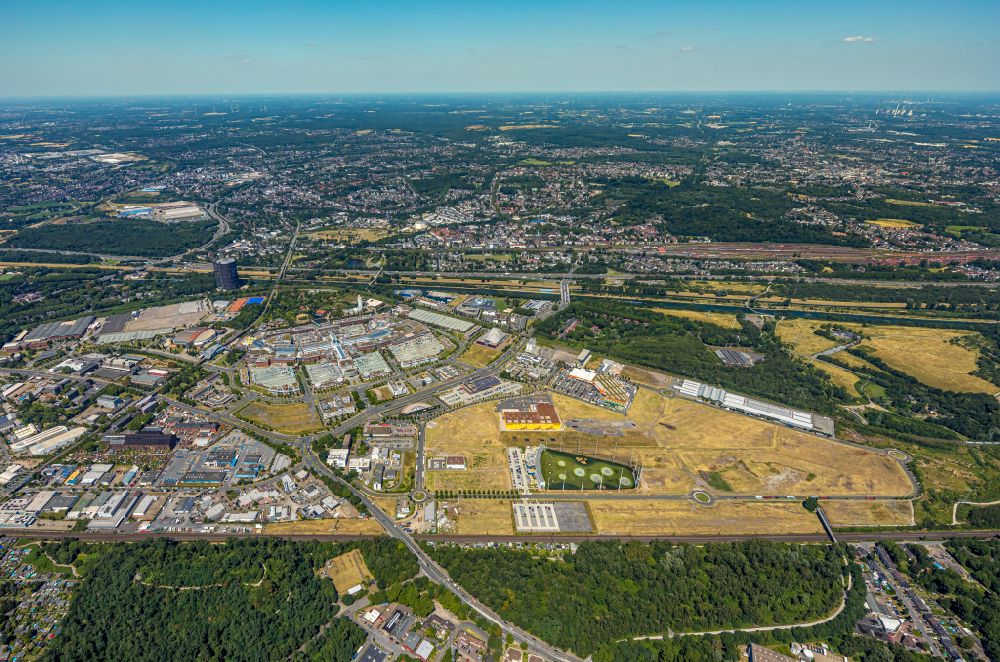 Oberhausen from the bird's eye view: Commercial area BusinessPark.O with companies on the street Brammenring in Oberhausen in the state North Rhine-Westphalia, Germany