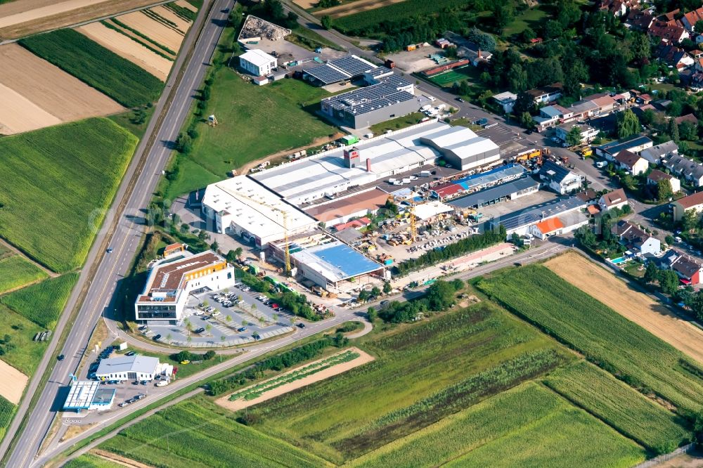Aerial image Denzlingen - Industrial estate and company settlement Denzlingen Sued in Denzlingen in the state Baden-Wurttemberg, Germany
