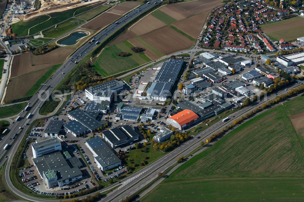 Dornstadt from the bird's eye view: Industrial estate and company settlement on street Dieselstrasse in Dornstadt in the state Baden-Wuerttemberg, Germany