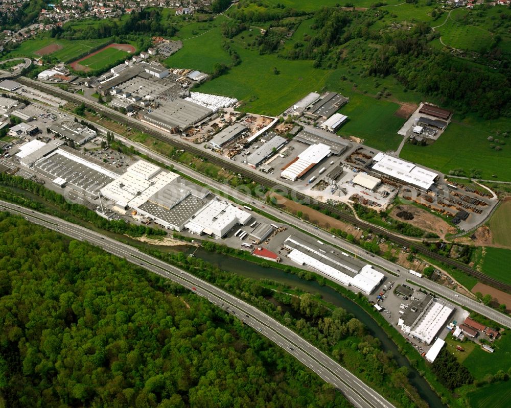 Aerial image Ebersbach an der Fils - Industrial estate and company settlement in Ebersbach an der Fils in the state Baden-Wuerttemberg, Germany