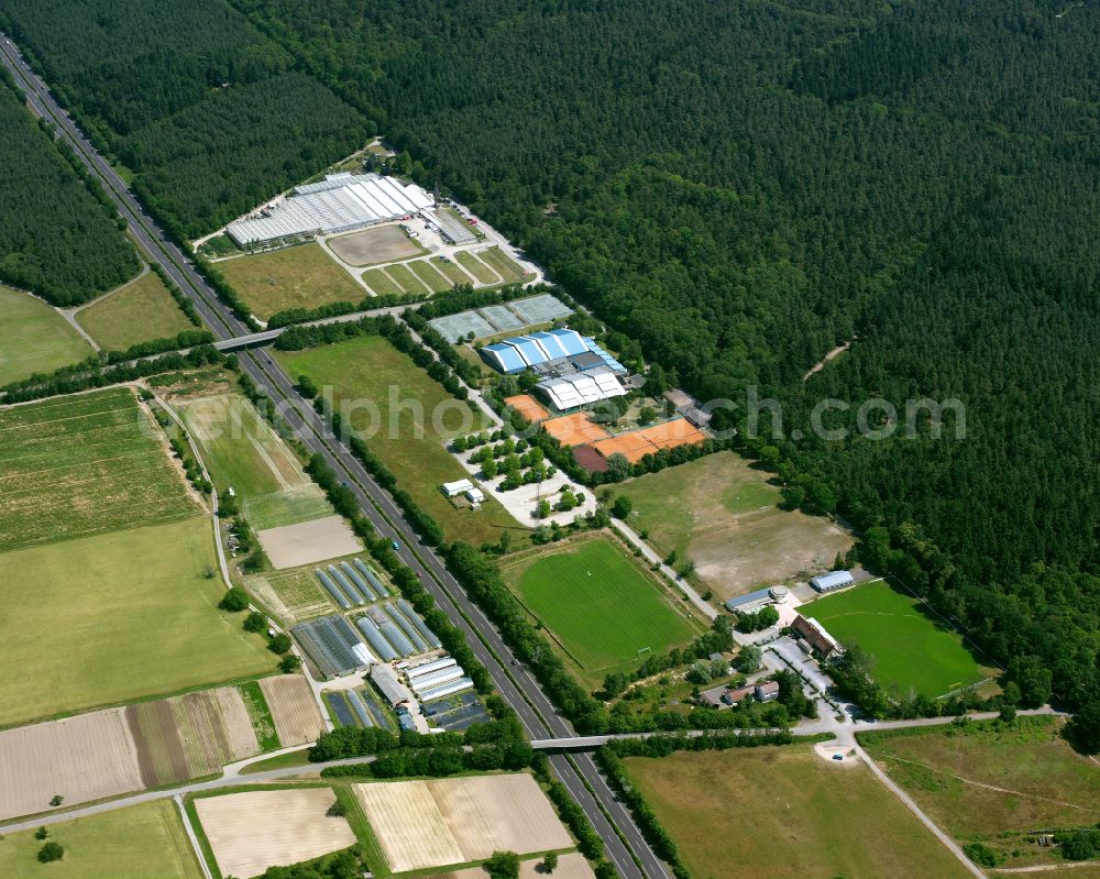 Eggenstein from the bird's eye view: Industrial estate and company settlement in Eggenstein in the state Baden-Wuerttemberg, Germany