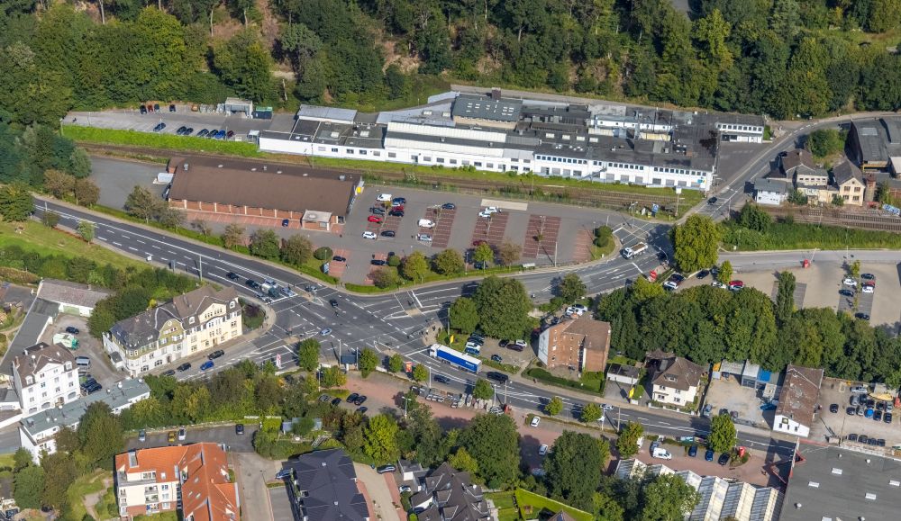 Ennepetal from above - Industrial estate and company settlement along the Milsper Strasse in Ennepetal in the state North Rhine-Westphalia, Germany