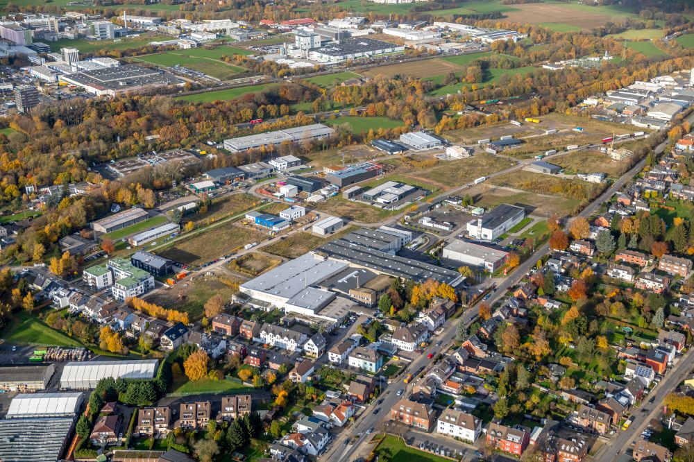 Aachen from above - Industrial estate and company settlement Im Erdbeerfeld in the district Brand in Aachen in the state North Rhine-Westphalia, Germany