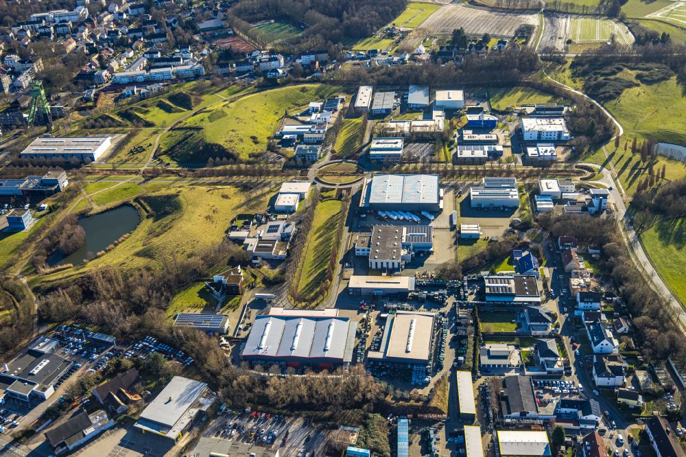 Aerial image Castrop-Rauxel - Industrial estate and company settlement Erin-Park on street Erinstrasse in Castrop-Rauxel at Ruhrgebiet in the state North Rhine-Westphalia, Germany