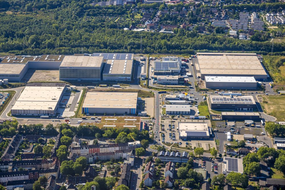 Gelsenkirchen from above - Industrial estate and company settlement on Europastrasse in the district Bulmke-Huellen in Gelsenkirchen at Ruhrgebiet in the state North Rhine-Westphalia, Germany