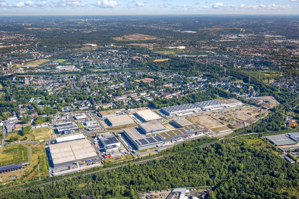 Aerial image Gelsenkirchen - Industrial estate and company settlement on Europastrasse in the district Bulmke-Huellen in Gelsenkirchen at Ruhrgebiet in the state North Rhine-Westphalia, Germany