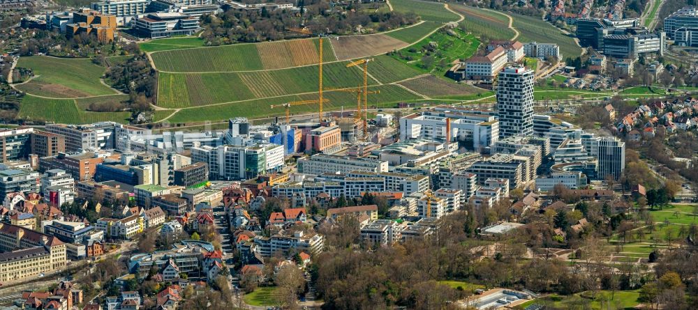 Aerial photograph Birkenäcker - New building construction site in the industrial park Feuerbach in Birkenaecker in the state Baden-Wuerttemberg, Germany
