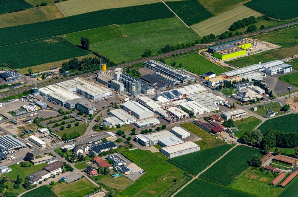Aerial image Friesenheim - Industrial estate and company settlement in Friesenheim in the state Baden-Wuerttemberg, Germany