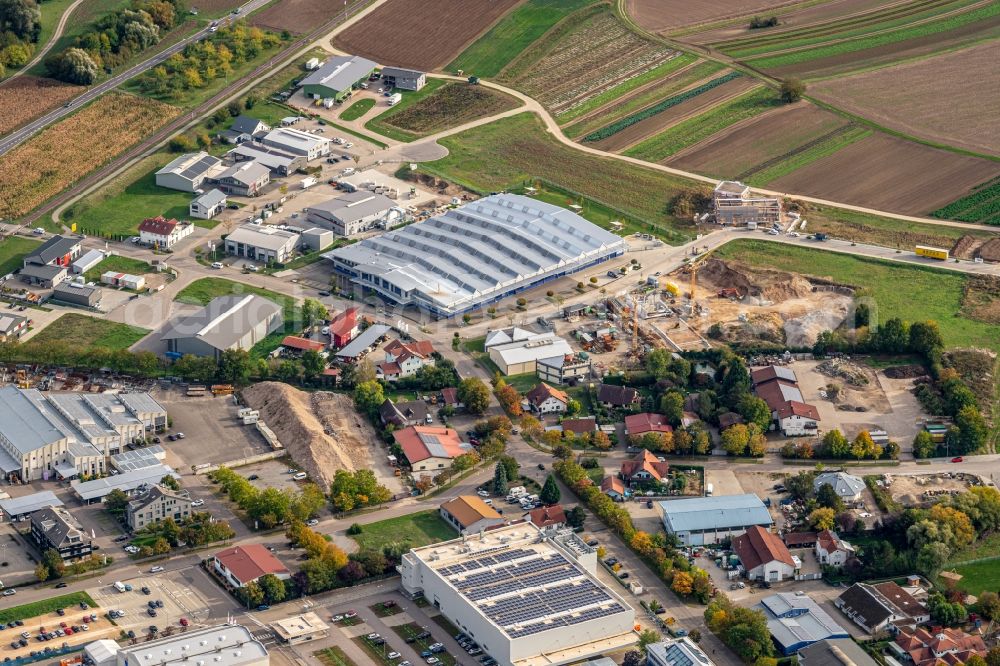Aerial image Bötzingen - Industrial estate and company settlement Frohmatten in Boetzingen in the state Baden-Wuerttemberg, Germany