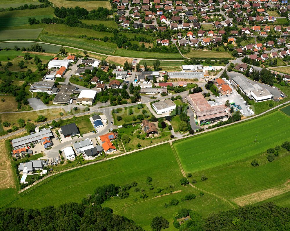 Aerial photograph Gechingen - Industrial estate and company settlement in Gechingen in the state Baden-Wuerttemberg, Germany