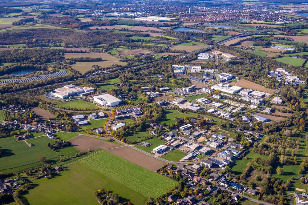 Genend from above - Industrial estate and company settlement on Alexander-Bell street in Genend in the state North Rhine-Westphalia, Germany