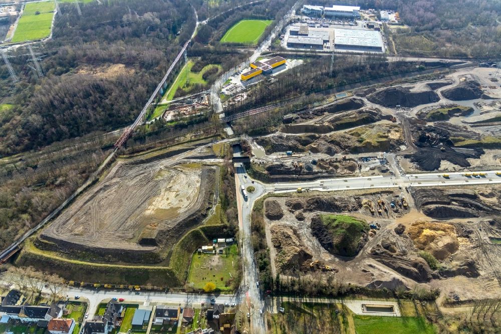 Aerial photograph Gelsenkirchen - Industrial estate and company settlement Bruesseler Strasse in the district Gelsenkirchen-Mitte in Gelsenkirchen in the state North Rhine-Westphalia