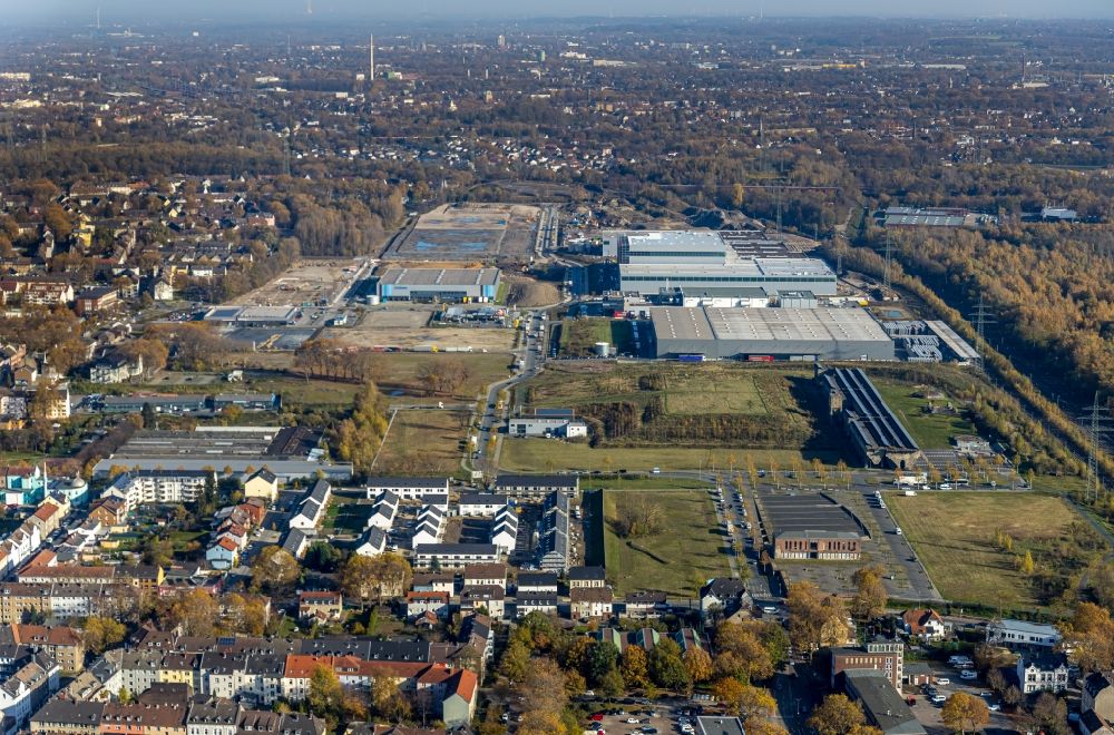 Aerial image Gelsenkirchen - Industrial estate and company settlement Bruesseler Strasse in the district Gelsenkirchen-Mitte in Gelsenkirchen in the state North Rhine-Westphalia