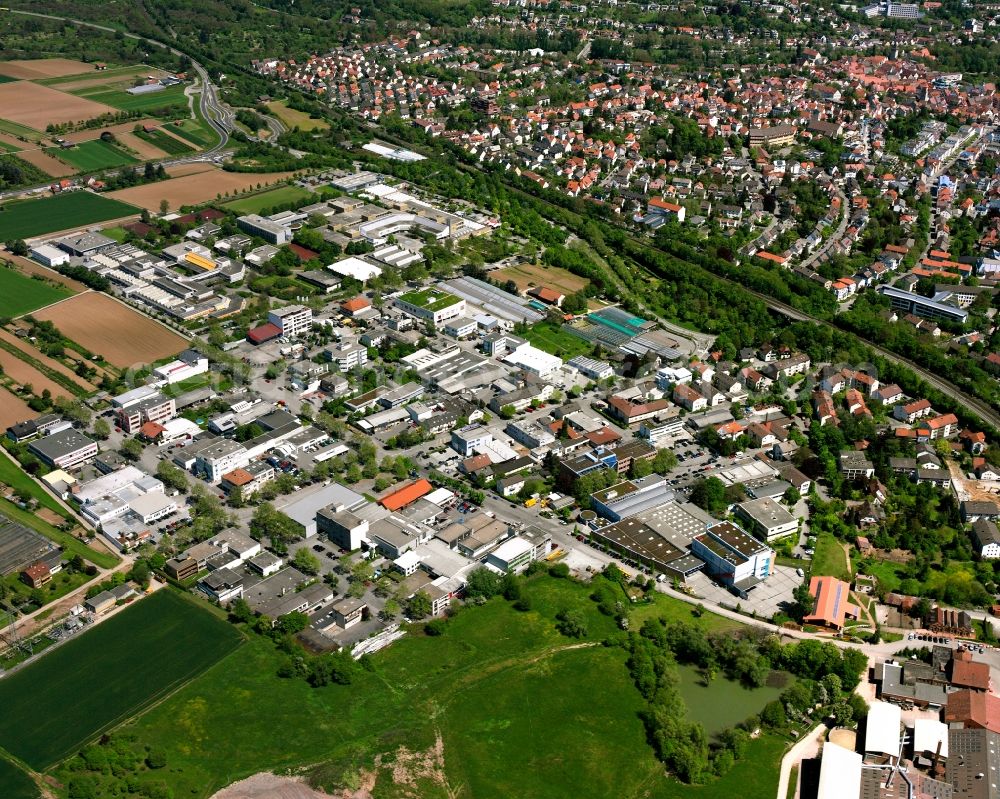 Aerial photograph Waiblingen - Industrial estate and company settlement Gewerbegebiet Ameisenbuehl in Waiblingen in the state Baden-Wuerttemberg, Germany
