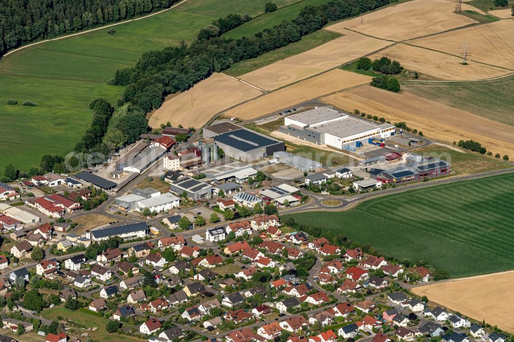 Orsingen from above - Industrial estate and company settlement Gewerbestrasse in Orsingen in the state Baden-Wuerttemberg, Germany