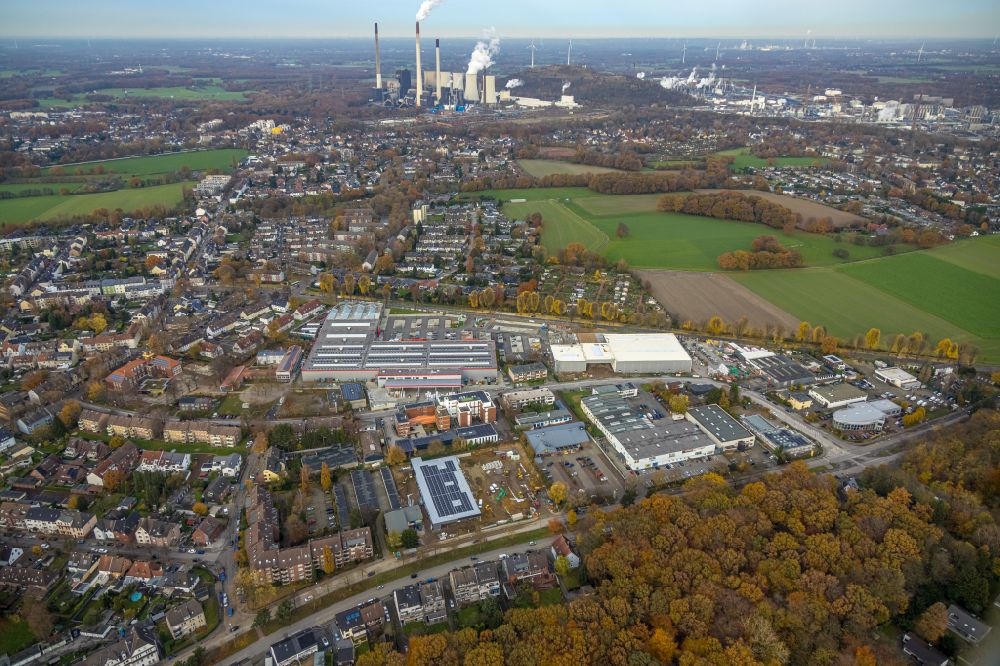 Aerial image Gladbeck - Industrial estate and company settlement on street Krusenkamp in Gladbeck at Ruhrgebiet in the state North Rhine-Westphalia, Germany