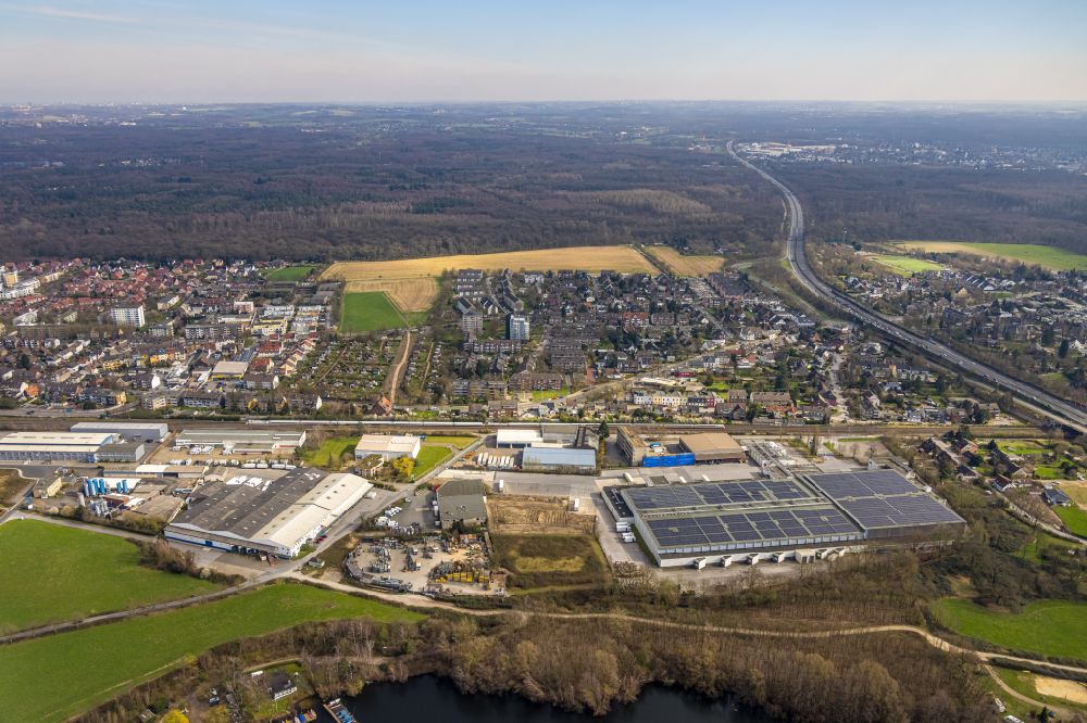 Aerial photograph Duisburg - Industrial estate and company settlement Grossenbaum-Sued in the district Grossenbaum in Duisburg in the state North Rhine-Westphalia