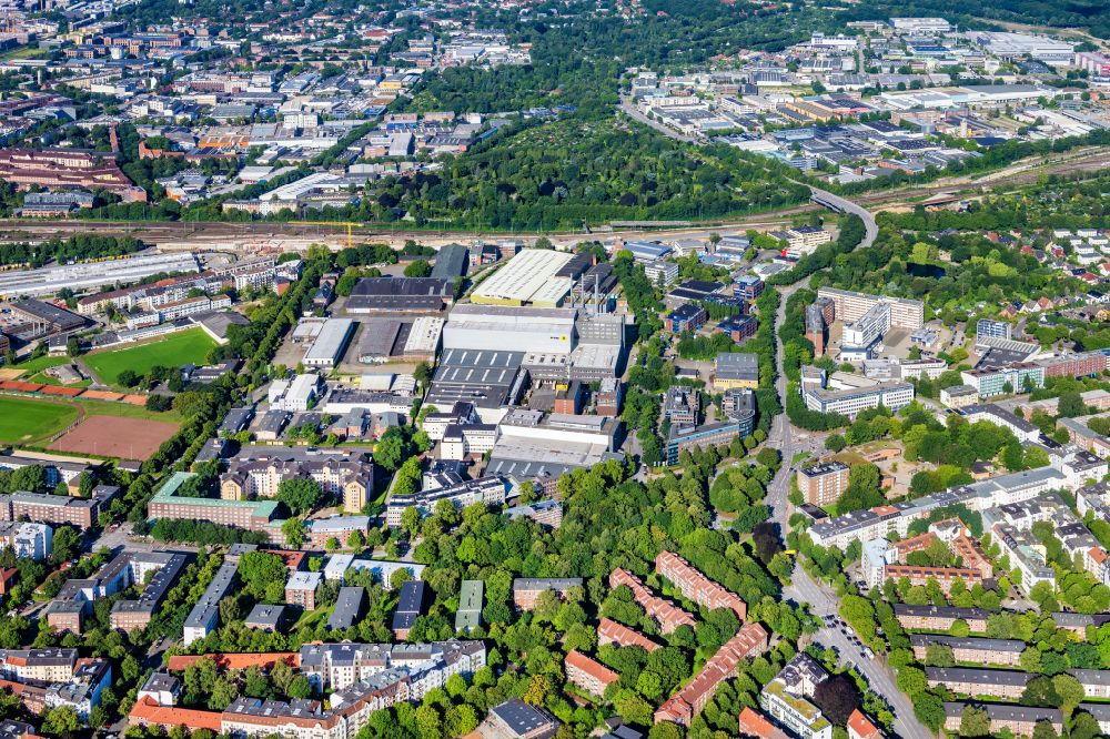 Hamburg from the bird's eye view: Industrial estate and company settlement Haferkamp Altona in Hamburg, Germany