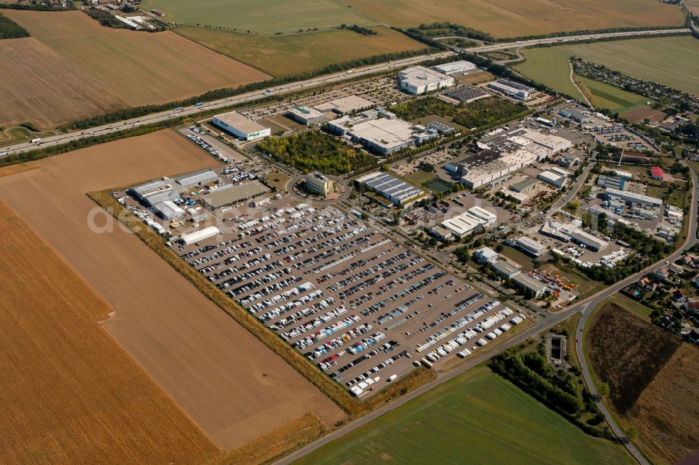 Wiedemar from above - Industrial estate and company settlement An der Halleschen Strasse in Wiedemar in the state Saxony, Germany
