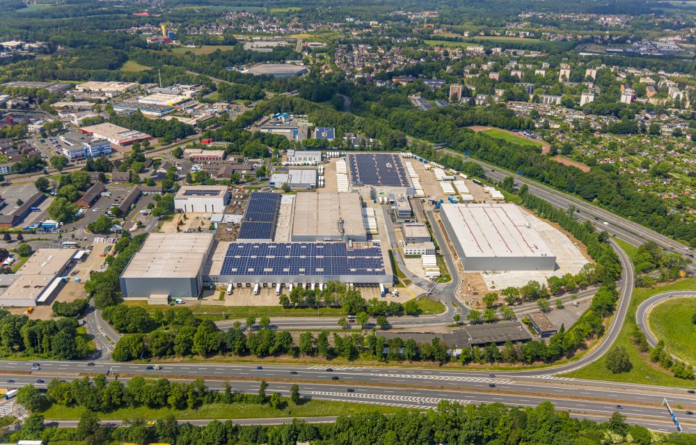 Bochum from the bird's eye view: Industrial area and company settlement in the industrial area Harpener Feld Ost in the district Harpen in Bochum in the Ruhr area in the state North Rhine-Westphalia, Germany