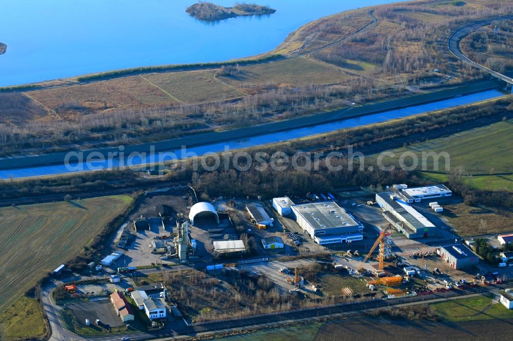 Aerial photograph Hartmannsdorf-Knautnaundorf - Industrial estate and company settlement along the Knautnaundorfer Strasse in Hartmannsdorf-Knautnaundorf in the state Saxony, Germany