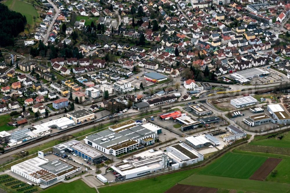 Haslach im Kinzigtal from the bird's eye view: Industrial estate and company settlement Haslach im Kinzigtal in the state Baden-Wuerttemberg, Germany