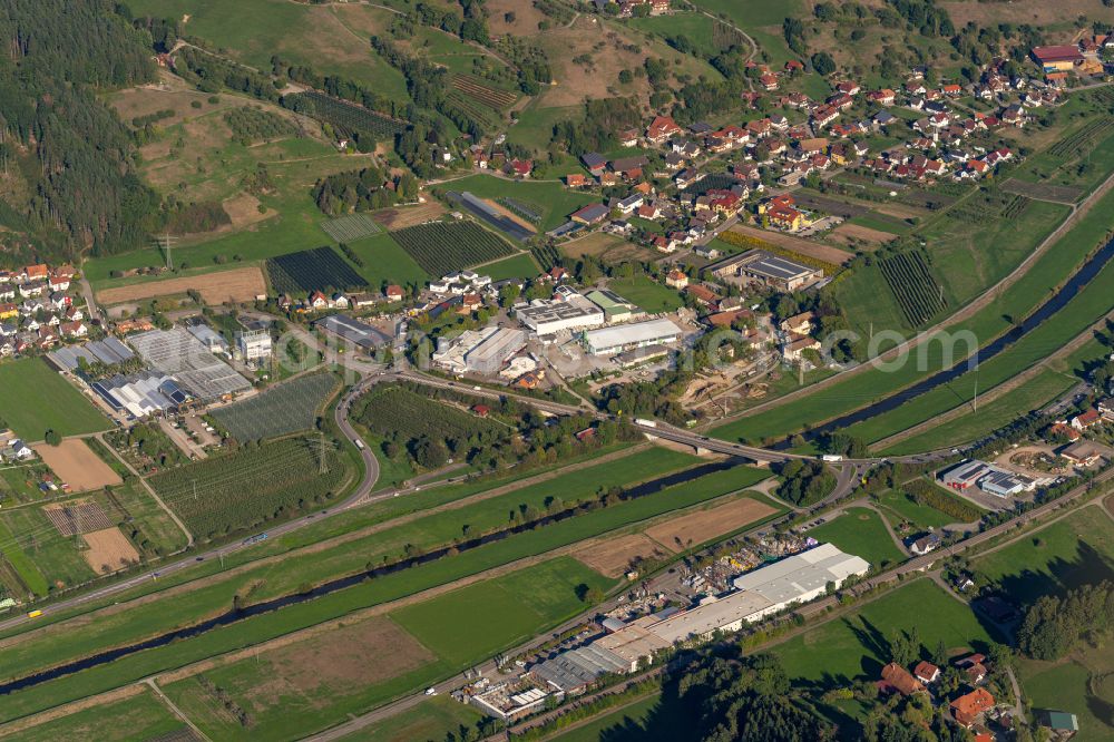 Aerial image Haslach im Kinzigtal - Industrial estate and company settlement Haslach Schnellingen in Kinzigtal in Haslach im Kinzigtal in the state Baden-Wuerttemberg, Germany