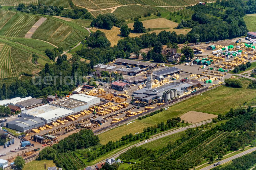 Achern from the bird's eye view: Industrial estate and company settlement Hermann Keller Holz in Achern in the state Baden-Wurttemberg, Germany
