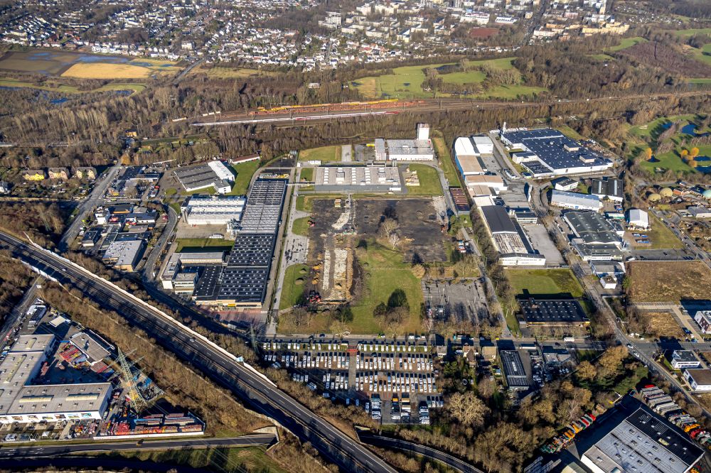Aerial image Dortmund - Industrial estate and company settlement on Hesslingsweg in Dortmund in the state North Rhine-Westphalia, Germany