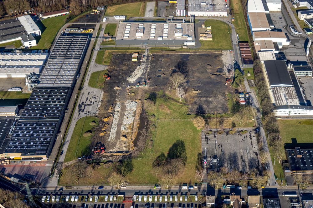 Aerial photograph Dortmund - Industrial estate and company settlement on Hesslingsweg in Dortmund in the state North Rhine-Westphalia, Germany