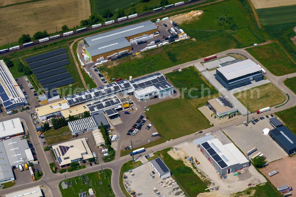 Aerial photograph Friesenheim - Industrial estate and company settlement Hohberg in Friesenheim in the state Baden-Wuerttemberg, Germany