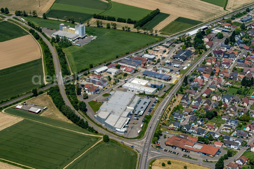 Aerial image Hohberg - Industrial estate and company settlement Hohberg on street Gewerbestrasse in Hohberg in the state Baden-Wuerttemberg, Germany