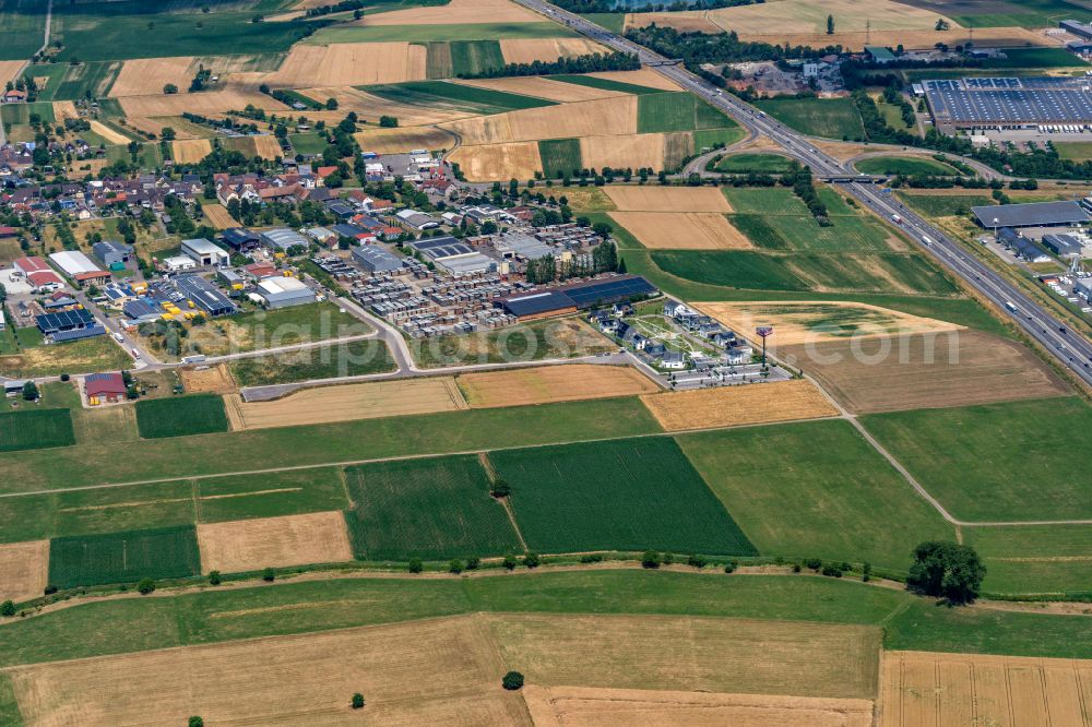 Kappel-Grafenhausen from the bird's eye view: Industrial estate and company settlement Holzhandel Ohnemus in Kappel-Grafenhausen in the state Baden-Wuerttemberg, Germany